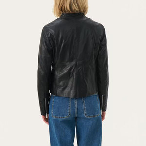 Custom Women's Genuine Leather <b>Biker</b> <b>Jacket</b> Premium Zippers Logo Quilted Black High Quality Finished Leather Women's <b>jackets</b> - Product Image 2