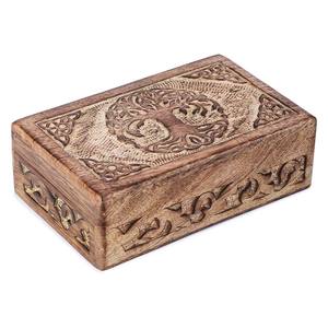 Arbre de vie sculptures Design boîte au trésor en bois boîte en bois de manguier naturel utilisation polyvalente comme boîte à souvenirs et urnes de stockage de bijoux - Product Image 2