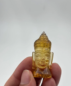 Hand Carved Amber Buddha Head Crystal <b>Statue</b> Decorative <b>Religious</b> Figurine For Home Temple Meditation metal Gift metal craft - Product Image 2