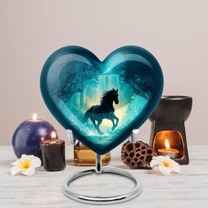 Urne en verre en forme de cœur verte avec support en métal pour cendres humaines, urne décorative en forme de cœur pour cendres d'adultes, urne commémorative pour cendres de femme adulte - Product Image 6