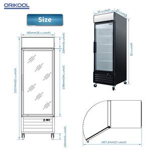 Refrigerador Comercial ORIKOOL de 19.3 Pies Cúbicos con Puerta de Vidrio, Exhibidor con Puerta Batiente, Congelador y Refrigerador para Exhibición en Tiendas - Product Image 3