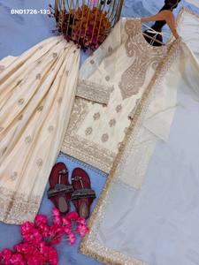 Heavy Chinon Silk with 5mm Sequence work & Bell Sleeve-<b>Beads</b> Border Short-Suit-5mm Plazzo-Set Indian Exporter Woman Fashion - Product Image 6