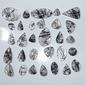 High Quality Black Rutile Quartz Loose Gemstone Natural Cabochon Mix Size Shape Bulk Lot Healing Crystal for Jewelry Making - Product Image 6