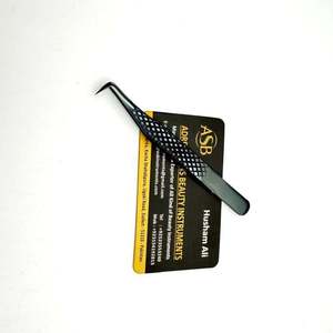 Pince à épiler 90 degrés ultra-fine pour volume, en acier inoxydable noir, avec logo personnalisé, instrument de beauté pour extensions de cils - Product Image 2