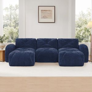 Divano a U Senza Struttura con Design Trapuntato, Spugna ad Alta Densità 32D, Base Antiscivolo, Senza Montaggio, Combinazione Libera per Soggiorno - Product Image 3