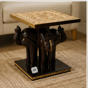 Taburete de Madera Hecho a Mano con Forma de Elefante, Elevador de Mesa Rectangular, Mueble de Estilo Asiático para el Hogar, Decoración de Sala de Estar, Acabado Antiguo Duradero - Product Image 2
