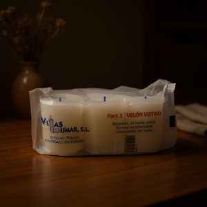 VELON Lot de 3 bougies votives blanches en cire de paraffine transparente pour la décoration intérieure et l'usage religieux, Petits ensembles de bougies - Product Image 2