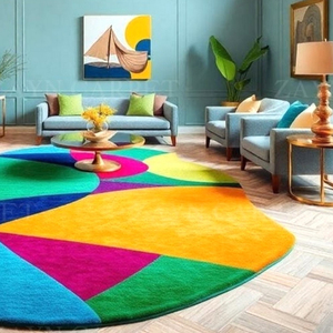 <b>Hand</b> Tufted Anti-skid Thin Multicolor Geometric Abstract Wool Rug Modern Irregular Area <b>Carpet</b> Living Room Bedroom Home Decor - Product Image 2