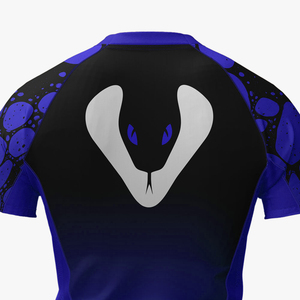 Maillot de compression court personnalisé MMA BJJ à dégradé bleu venimeux, sublimé, séchage rapide, écologique, pour l'entraînement sportif - Product Image 4