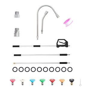 Lance télescopique pour nettoyeur haute pression de 9 pieds, extension de nettoyeur haute pression en 3 sections avec 7 buses, adaptateur de tuyau et sangle de support - Product Image 1