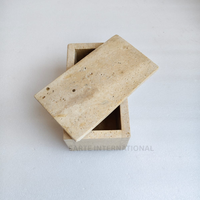 Boîte à mouchoirs et support en pierre de travertin moderne, étanche, écologique, fait main, pour salle de bain, organiseur de vanité pour décoration de table