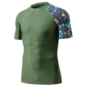 Wholesale <b>Men</b> <b>Compression</b> T <b>Shirt</b> Rash Guard Short Sleeve Swim <b>Shirt</b> UV Protection OEM Factory Supplier - Product Image 1