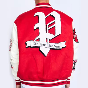 OEM Custom Chenille Embroidery Logo Baseball Letterman <b>Jacket</b> Cotton Bomber Varsity <b>Jacket</b> Plus Size <b>Mens</b> - Product Image 3
