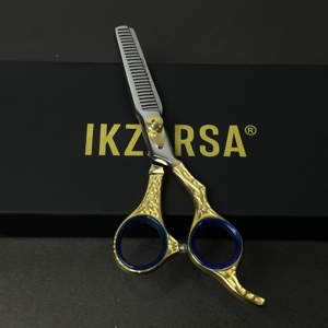 Stainless Steel Hair Thinning <b>Scissors</b> Gold Plated Salons Use High-Precision Texturizing Sharp Teeth Hair Dressing Barber Shears - Product Image 2