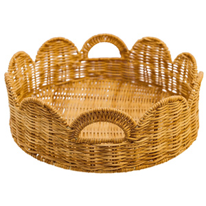Contemporary Woven Scalloped <b>Rattan</b> Tray Stylish Organizer Tray For Home Interior Decoration From Vietnam Supplier - Product Image 2