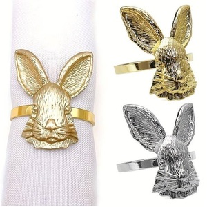 Porte-serviettes décoratif moderne en forme de tête de lapin, en aluminium durable et écologique, or et argent, vente en gros - Product Image 5