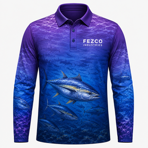 เสื้อตกปลาโพลีเอสเตอร์ 100% สำหรับผู้ใหญ่ เสื้อโปโลตกปลา UPF50+ แขนยาว เสื้อผ้าตกปลาแบบสั่งทำ - Product Image 5
