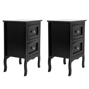 Comodini a due livelli neri di grandi dimensioni in stile country, 2 pezzi - Product Image 2