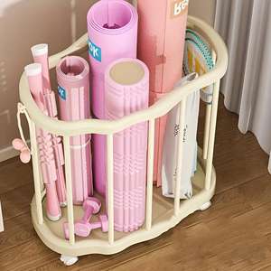Cesta de almacenamiento para esterillas de yoga con ruedas, organizador con ruedas de gran capacidad para esterillas de yoga y equipo deportivo - Product Image 4