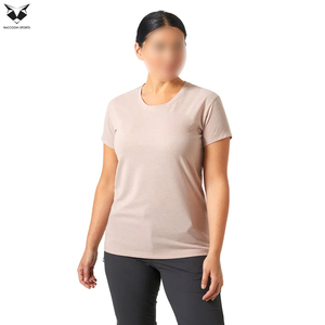 Camiseta de Algodón Suave Sostenible para Mujer, Fabricada en Fábrica, de Color Liso, Manga Corta, Cuello Redondo, Informal - Product Image 3