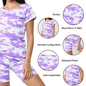 Conjunto de Shorts y Camiseta Deportiva para Mujer de Alta Calidad, Diseño Sólido con Estampado, Manga Corta, Tela Gruesa, Prendas Casuales para Entrenamiento con Logotipo - Product Image 4