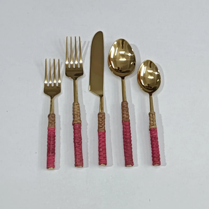 Modern Gold Flatware <b>Set</b> With <b>Black</b> Handles Dishwasher Safe <b>Cutlery</b> Stainless Steel Resin Handle Wedding Tableware - Product Image 4