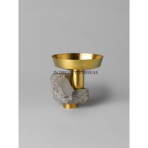 High Grade Gold Plated <b>Top</b> Quality Metal Made Candle Stand With Natural Stone Base Modern Home Hotel Decorative Accessories - Product Image 1