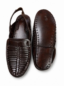 Genuine Leather Mules Open Toe Slip-On Sandals Geometric Pattern Breathable <b>Summer</b> Casual Style - Product Image 2