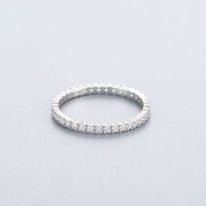 Anillo de Cóctel Unisex con Moissanita de Corte Brillante Redondo, Engaste de Puntas, Chapado en Oro, Tono Plateado, para Regalo de Aniversario de Bodas - Product Image 1
