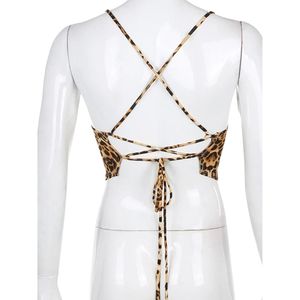 Women Brown Leopard Print Corset Style Camisole <b>Top</b> Spaghetti Strap Slim Fit Sleeveless Fashion Party Crop <b>Top</b> Custom OEM Manufa - Product Image 2