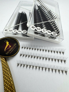 Extensions de cils en bouquets préfabriqués 6D ultra-rapides, 0.05 0.07, en PBT coréen, faits à la main, en éventail fermé, personnalisables, vente en gros - Product Image 3