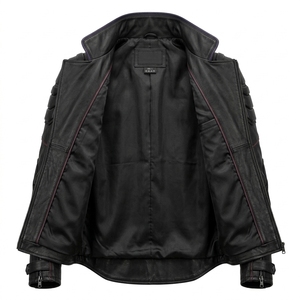 Mens Black Purple <b>Padded</b> Shoulder Leather Jacket Asymmetric Zip Tactical Cyberpunk Biker Outerwear Darkry Custom <b>Coat</b> - Product Image 5