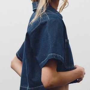 Top de Mezclilla para Mujer, Moderno, Elegante, Gracioso, Premium, Casual, Estiloso, Versátil, Cómodo, Suave, Duradero, Diseño Único - Product Image 3