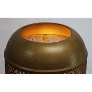 Cylinder <b>Brass</b> <b>Lantern</b> with Geometric Cutout Design for Home Decoration Heat Resistant - Product Image 3