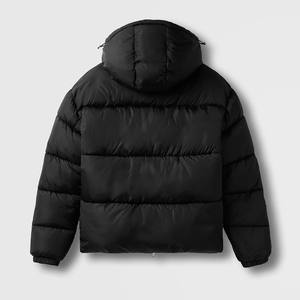 Veste d'hiver pour homme avec capuche réglable, veste matelassée noire, manteau chaud, logo personnalisé OEM - Product Image 2