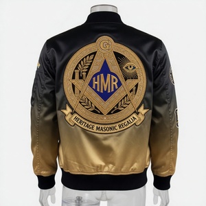 Regalia maçonnique Hiver Unisexe en Satin Col Montant Broderie Logo Avant Respirant Coupe-Vent Service OEM - Product Image 2