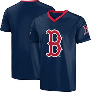 <span class=keywords><strong>Camiseta</strong></span> Deportiva de Cuello en V Azul Rey de los Astros de Houston con Ribete Rojo y Logotipo, Material de Poliéster, Diseño Deportivo Resistente - Product Image 3