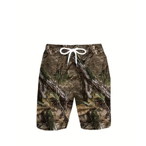 Pantalones Cortos Casuales para Hombre, Estampado de Camuflaje, Impresión Digital, Lona 100% Poliéster, Resistentes al Viento, Cintura Media, Cierre con Cordón, Logotipo Frontal Personalizado - Product Image 3