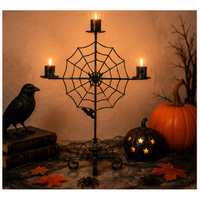 Candelabro de Metal Negro con Diseño de Telaraña para Halloween y Navidad, Portavelas para Velas de Té, Ecológico, Hecho a Mano, para Fiestas de Casas Encantadas