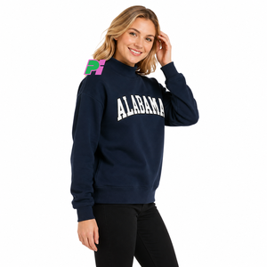 Pook International Women's Mock Neck <b>Sweatshirt</b>-Custom Applique & <b>Embroidery</b> 100% Cotton Eco-Friendly Streetwear Style - Product Image 2