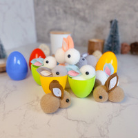 Œufs de Pâques classiques en plastique en gros à prix abordable, décorations 47*64mm couleur macaron avec lapin en peluche mignon