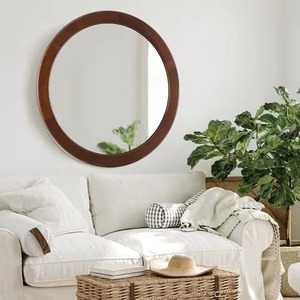 <b>Round</b> Rustic <b>Wall</b> <b>Mirror</b> with Walnut Frame Handmade Wedding Decor for Bathroom Bedroom Living Room Entryway REHMAN CRAFT - Product Image 3