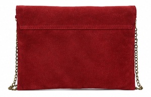 Bolso de Mano Tipo Sobre de Cuero Genuino Rojo para Mujer, con Correa Cruzada Metálica y Cadena para el Hombro, para Fiestas Nocturnas, con Cierre de Botón de PU - Product Image 2