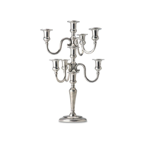 Elegant 5-Arm <b>Silver</b> Candelabra Candle Holder For Dining Table Centerpiece Vintage Aluminum Metal <b>Candlestick</b> Stand For Wedding - Product Image 1