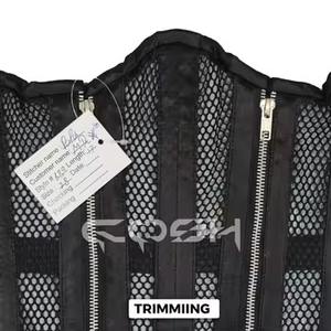 คอร์เซ็ตตาข่ายสีดำแบบสั่งทำพิเศษพร้อมซิปคู่ |   ผู้ผลิตชุดกระชับสัดส่วนแบบ OEM/ODM - Product Image 4