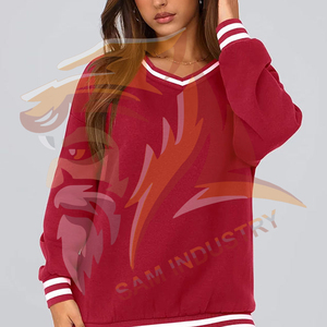 Sweat-shirt en molleton surdimensionné pour femme de haute qualité, broderie personnalisée, col rond, épaules tombantes - Product Image 3