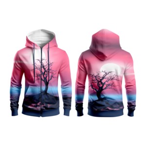 Sudadera con Capucha Unisex, Sublimada, Color Rosa y Azul Degradado, Informal, para Invierno, de Forro Polar, Impermeable, Talla Grande - Product Image 3