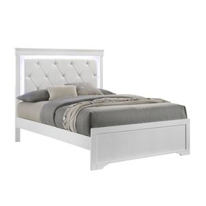 Letto Queen Size Stile Moderno Blaze con Testiera LED e Rivestimento in Legno Bianco - Product Image 4