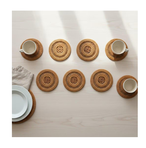 Rattan Coaster <b>Placemat</b> With Holder Dining Insulated Woven Basket BOHO Rattan Coaster Top Price - Product Image 1