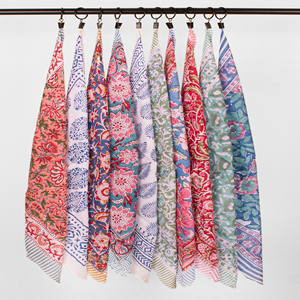 Custom Design 100% Cotton Women's Floral Scarf Spring Neck Square Head Multifunctional <b>Bandana</b> Eco-Friendly Breathable - Product Image 5